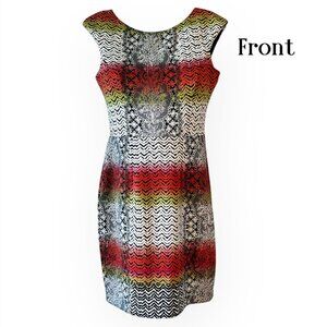 Maggy London Boho Chevron Lace Cap Sleeve Tank Dress Size 8 Multicolor